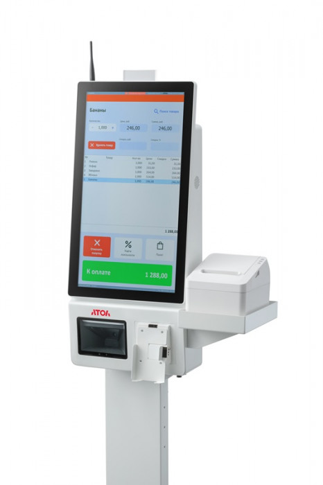 касса самообслуживания атол ксо 3210 (21.5", j6412, ssd, 4g/128g, без ос, сканер mindeo, indicator light, держ.