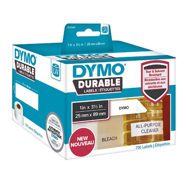 самоклеящаяся термоэтикетка для принтеров dymo label writer, стойкие к разрыву, 25 мм х 89 мм, 700 шт/рулон